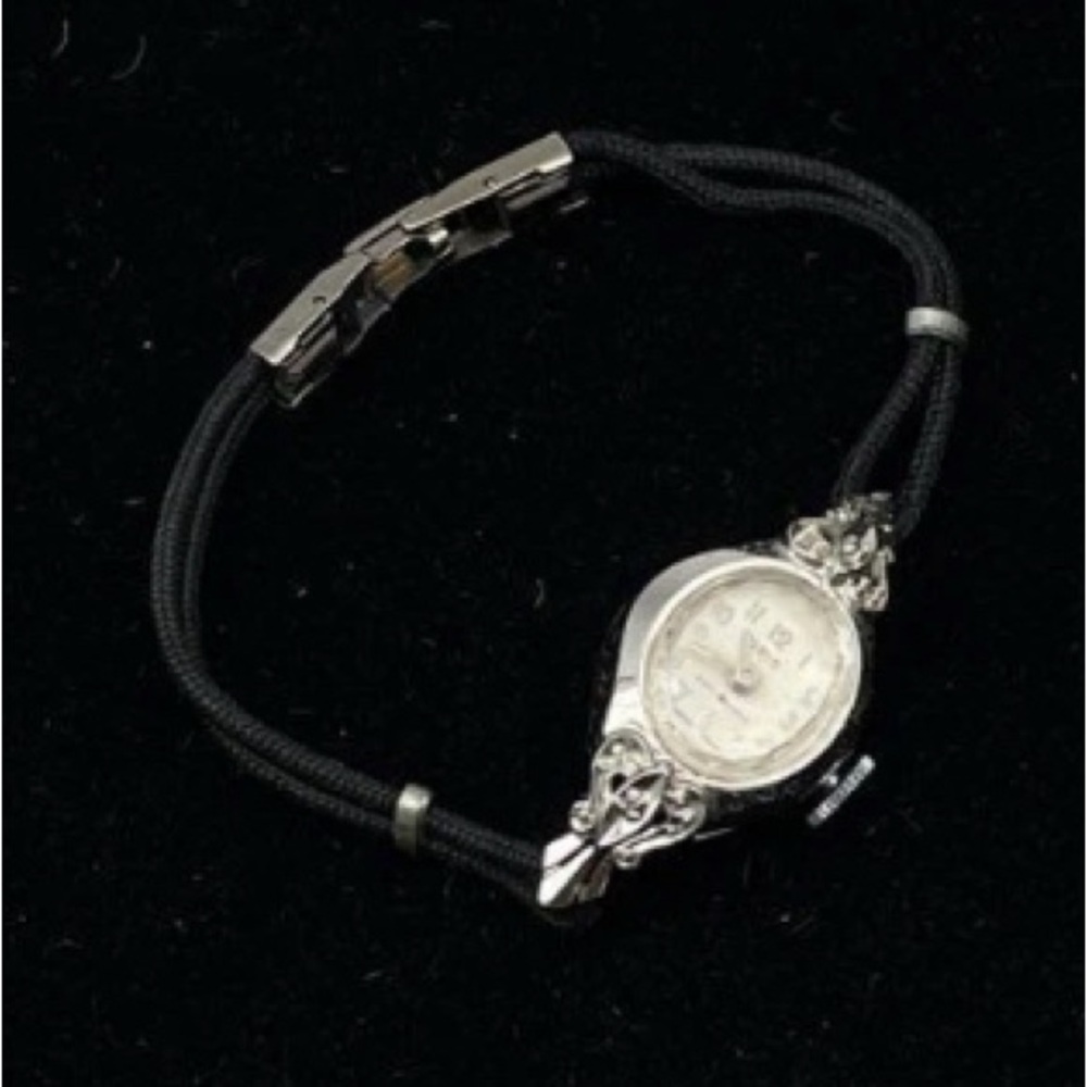 Vintage 10k RGP Oris plated/w steel back Elegant Silver and Black Watch